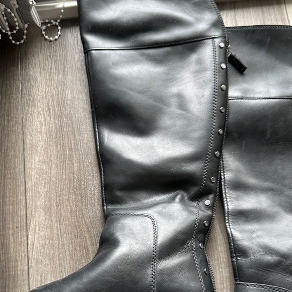 Leather Frank Sarto Black Knee-High Women's Boots - Picture 10 of 12